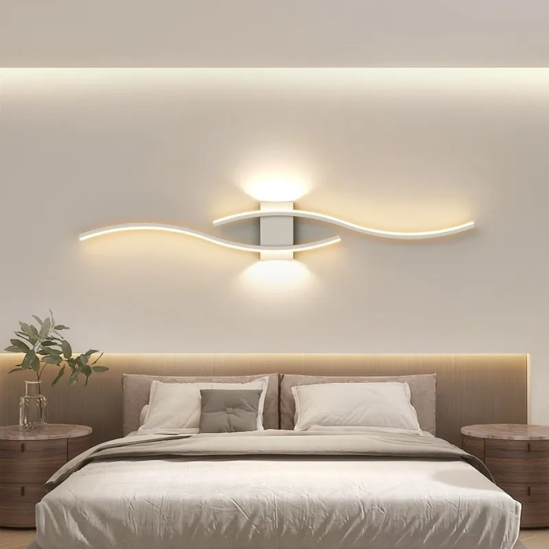 LED hyperbolic wall lamp, modern living room, dining room, bedroom, bedside, aisle, background wall lamp, home lighting fixture