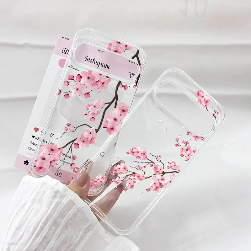 Pink Flower Soft TPU Clear Phone Case Cover