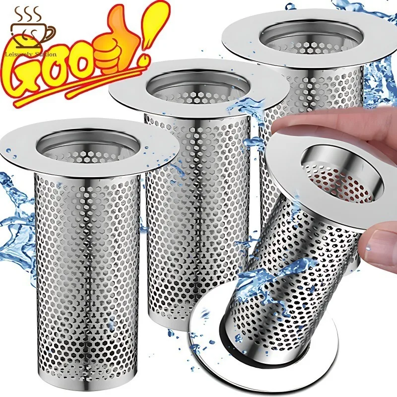 Stainless Steel Floor Drain Filter Mesh Kitchen bathroom Sink Anti-clog Filter Bathtub Hair Catcher Shower Leak Strainer Drains