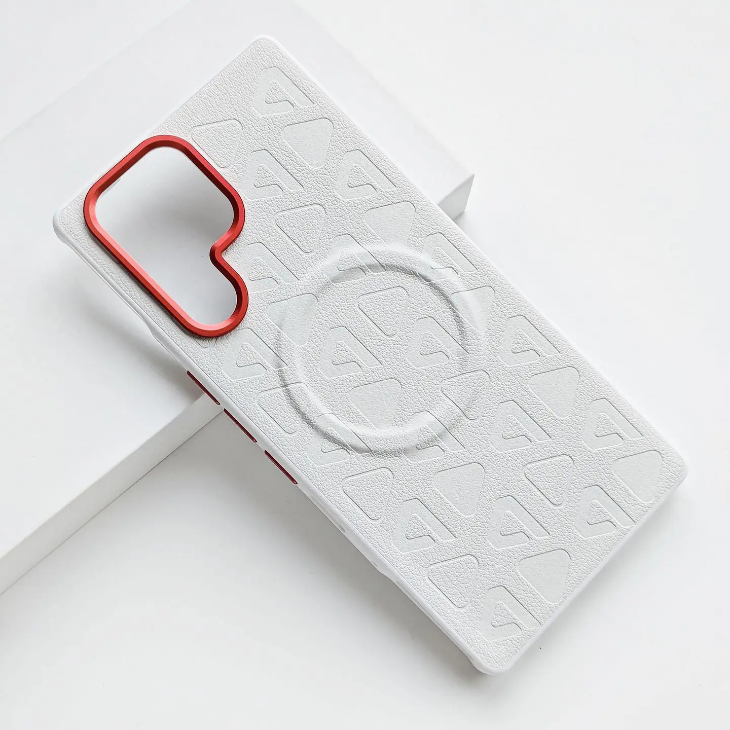 Luxury Magnetic Matte PU Leather Shockproof Case with Metal Button and Lens Ring