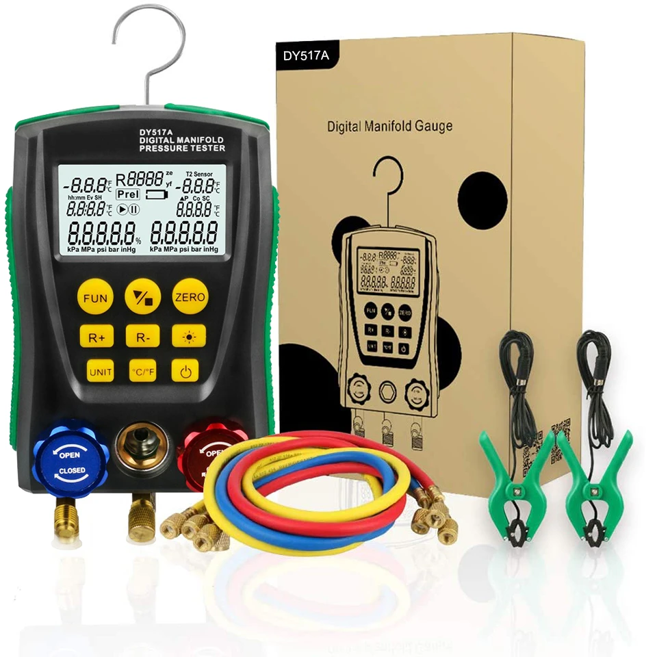 Pressure Gauge Refrigeration Manifold Digital HVAC Vacuum Pressure