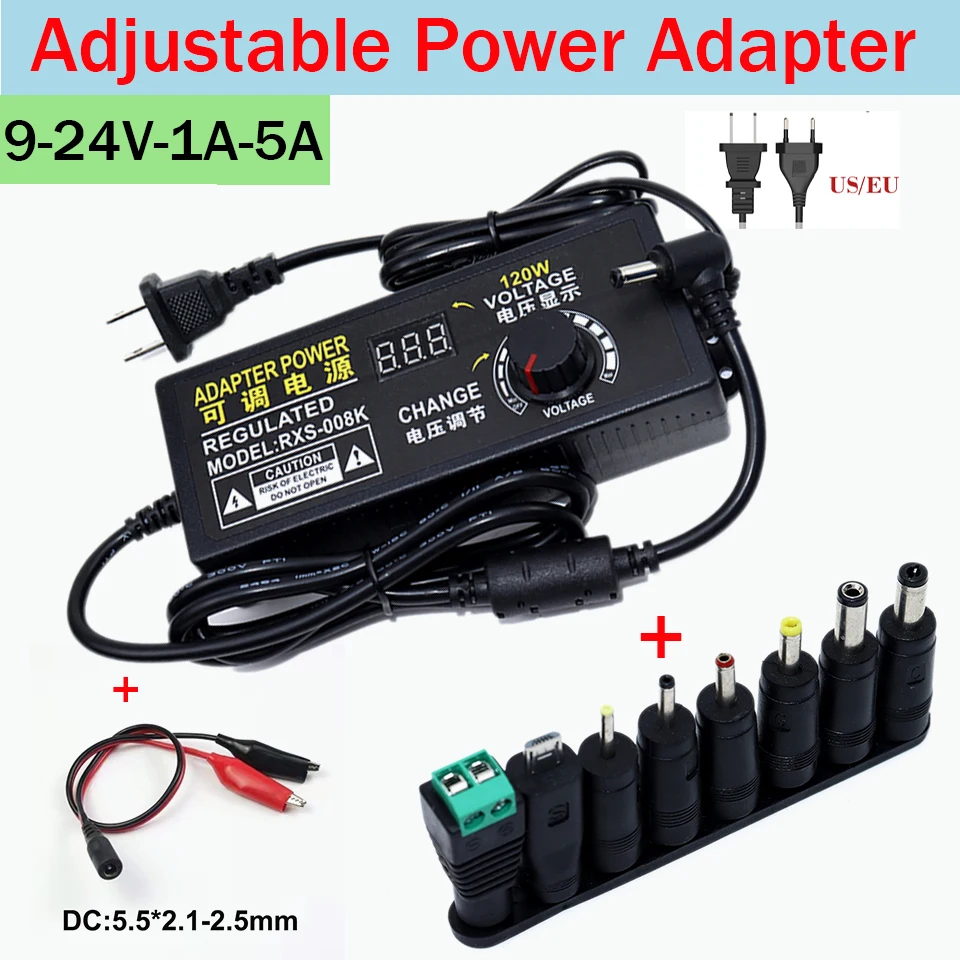 Alimentatore Regolabile Da Ca A Cc 9V 12 V 15V 18V 24V 1A 3A 5A Adattatore Di Alimentazione Adattatore Universale Da 220V A 12 V Volt + Dc Trans