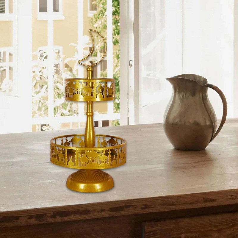 

Поднос для Рамадана Eid Mubarak, мусульманский металлический поднос, держатель для завтрака, ужина, десерта, кондитерских изделий