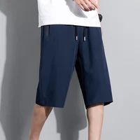 Summer Bottoms Ice Silk Pants Men Breathable Lightweight Calf-Length Short Sweatpants 3/4 Straight Loose Casual Cropped Trousers 2