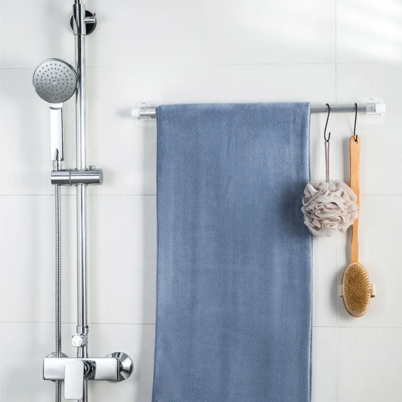 Rod Clip Self Adhesive Clamp Hook Holder Wall curtain pole bracket Hanging Pole Bottom Bracket Nail-Free Wall Hanging Clip