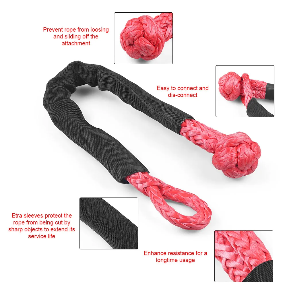 Soft Shackle 17ton 37400lbs Atv Utv Tow Trailer Hook U Hook Winch Rope Knot Polyethylene Rope Rescue Refitting Self Rescue