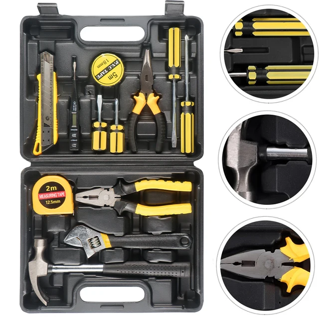 8/9/12/13Piece Tools Set General House hold Hand Tool Kit with Plastic Toolbox Storage Case Used to Car repair And home Repair 2
