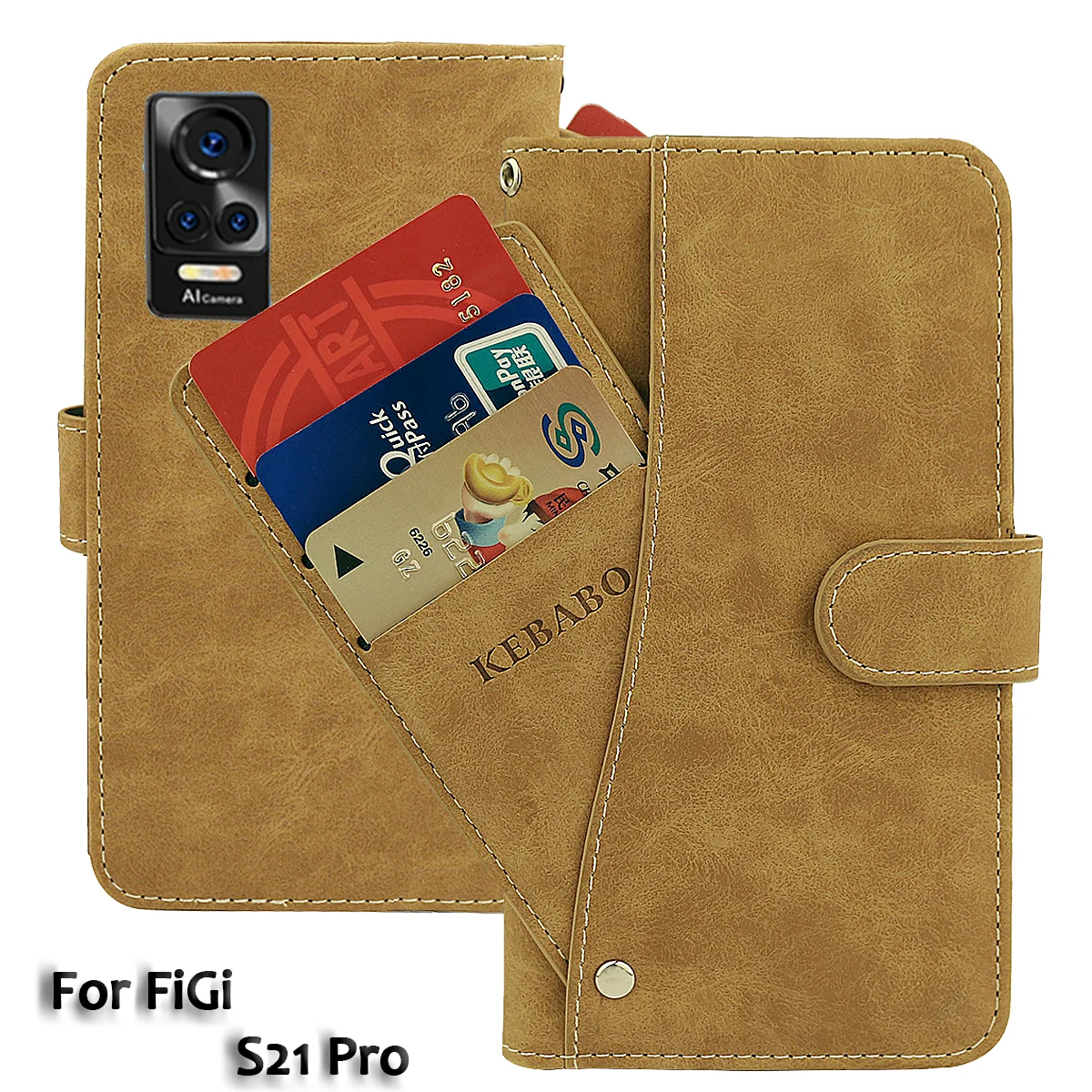 

Vintage Leather Wallet FiGi S21 Pro Case 6.52" Flip Luxury Card Slots Cover Magnet Phone Protective Cases Bags