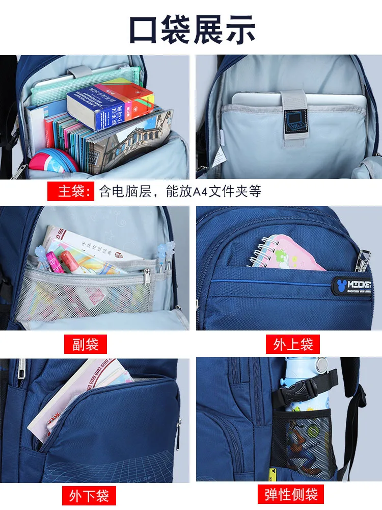 Disney Mickey Minnie School Bags For Boys Girls Primary Middle Student Shoulder Orthopedic Backpack Large Capacity Mochilas