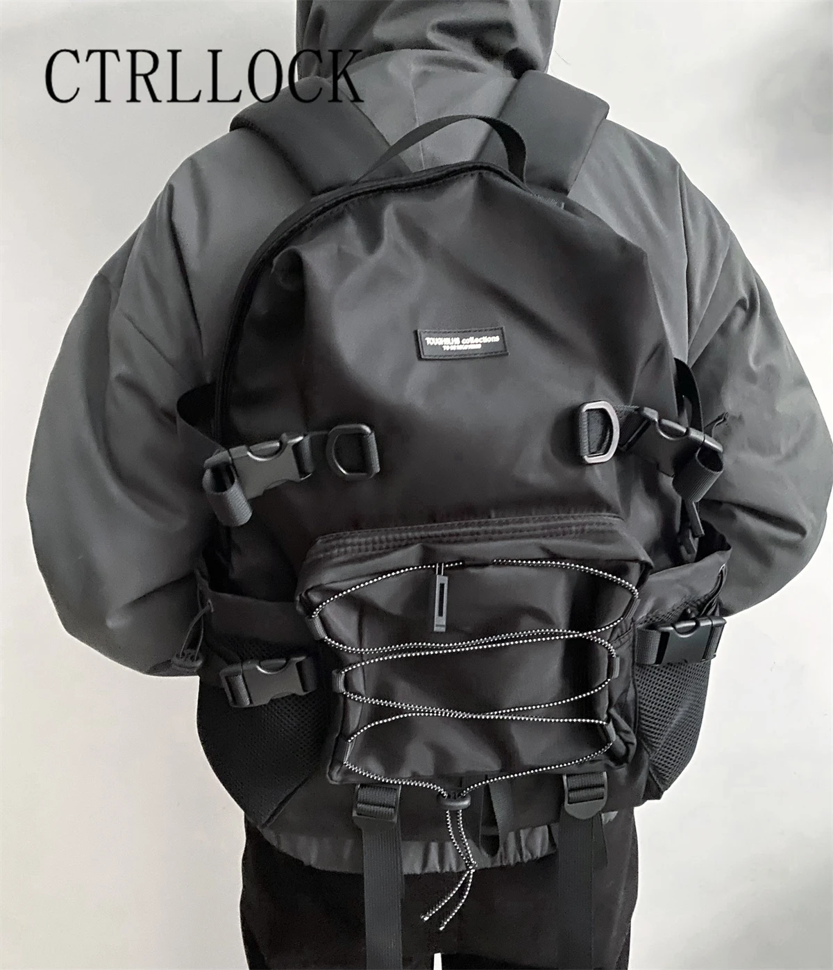 CTRLLOCK Techwear Drawstring Schoolbag Casual Zipper Adjustable Buckles