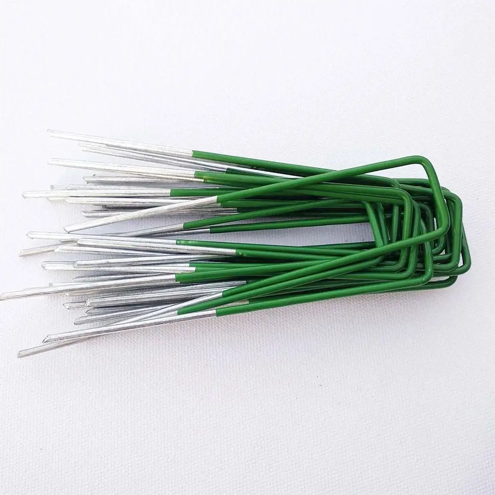 10pcs U-shaped Nails For Lawns U-Shaped Steel Garden Ground Lawn Turf Galvanised Peg Staple Fastening Nails U-type Garden Staple