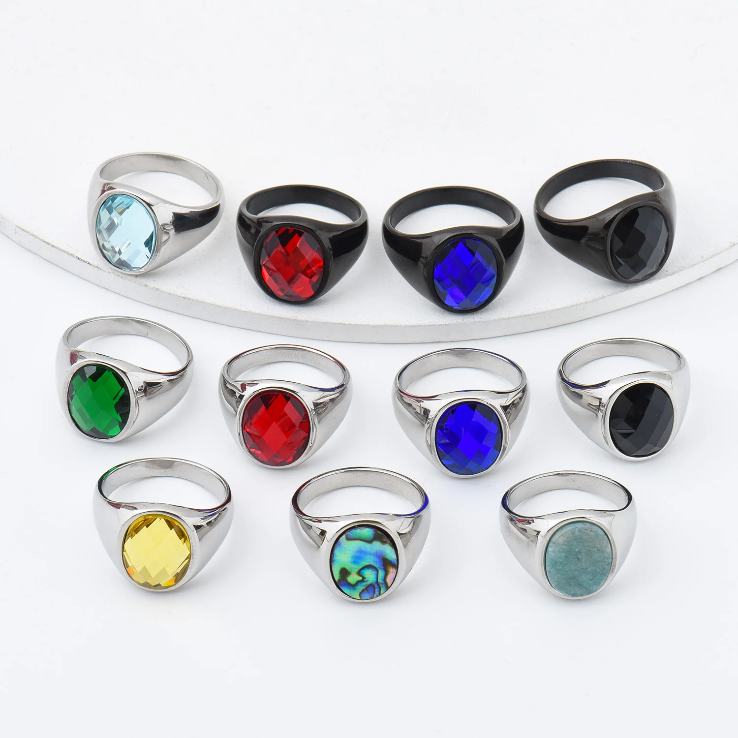 

1pc Man/Women Gemstone Style Wedding Titanium steel ring,Fashion Men's 316LStainless steel lightweight and compact Rings