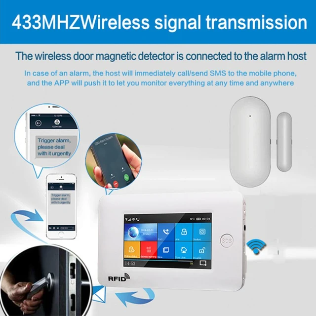 Hot Sale Wireless Magnetic Door & Window Sensor EV1527 Coding Mode RF 433MHz for Home Security Alarm System Burglar Alarm Kits 4