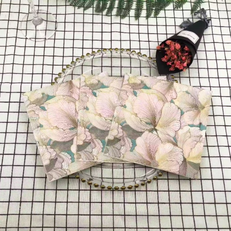 Colourful Printed Napkins Three-dimensional Flowers Square Napkins Wedding Hotel Party Folding Facial Tissues 20pcs/pac 33*33cm paper napkins