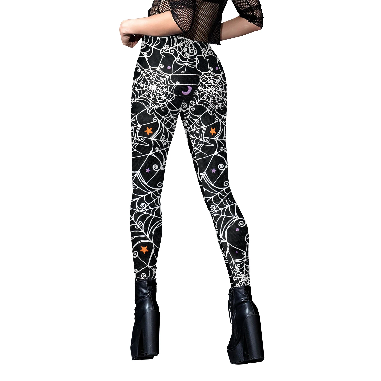 Nadanbao Halloween Skull Print Leggings Damen Gothic Punk Cosplay Hose Mittlere Taille Sexy Skinny Strumpfhosen Fitness Workout Hose – Detail 35