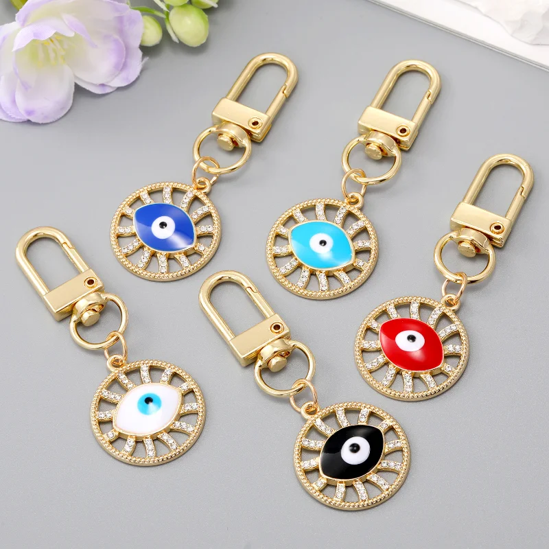 

30pcs Turkish Lucky Colorful Evil Eye Hollow Keychain Women Men Handbag Hangle Car Key Holder Key Ring Jewelry