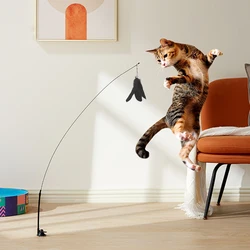 Suction Cup Cat Wand Teaser with Feather Handfree Toys for Cats Kitten interact Pet Product Accessories for Dropshipping