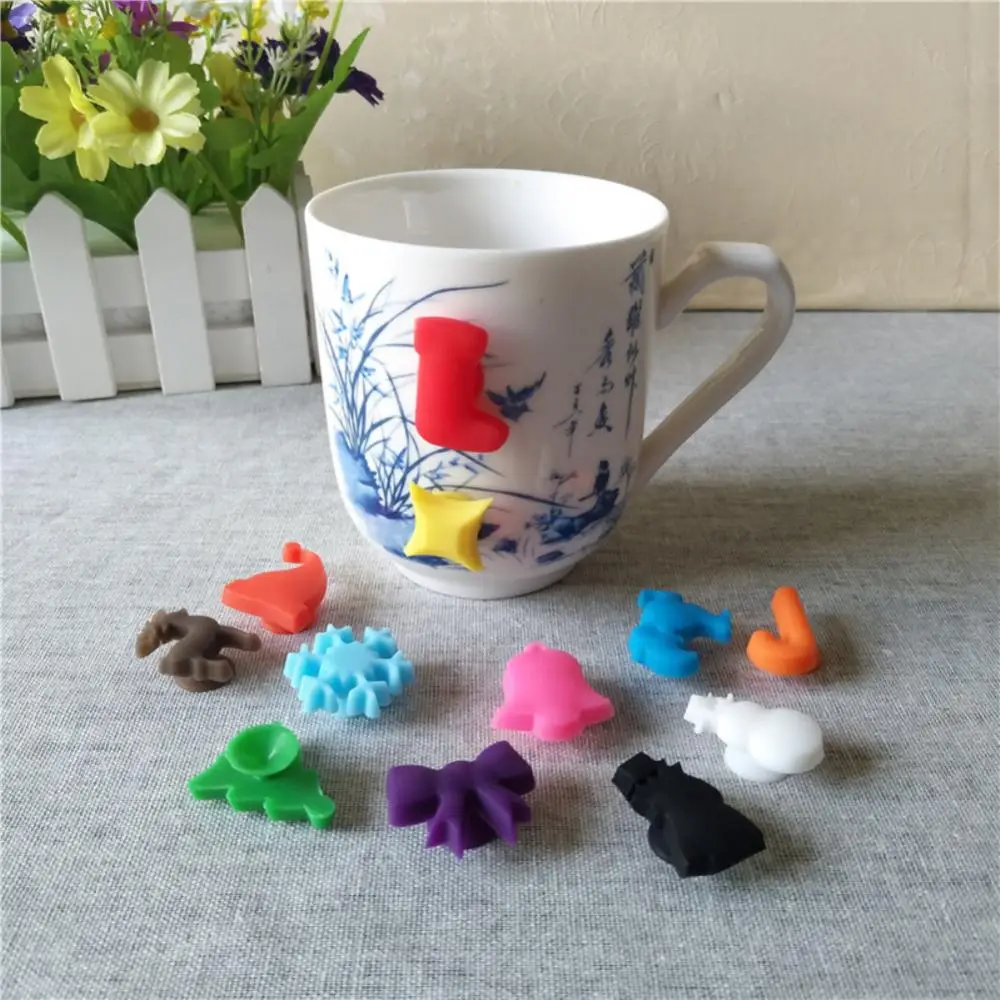 Silicone Wine Cup Suction Cup Label Christmas Party Identifier Wine Bottle Recognizer Marker Mark Sign Personality