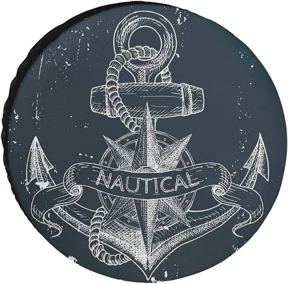

Nautical Anchor Spare Tire Cover Wheel Protectors Water Dustproof Universal Fit for RV SUV Truck Camper Travel and Many Vehicle