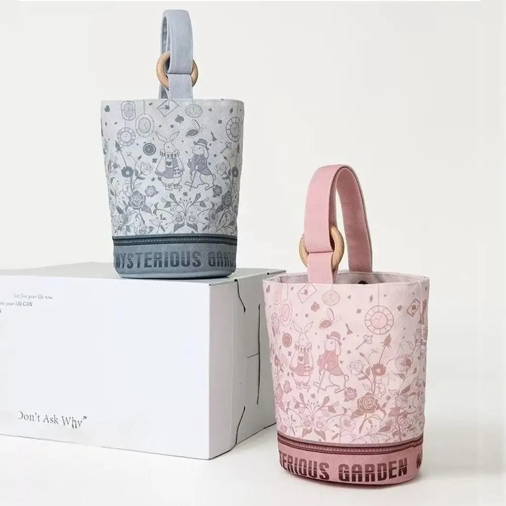 

Large Capacity Retro Rabbit Bucket Bag Elegant Korean Style Mummy Bag Lunch Bag Canvas Handbag Shopping Bags