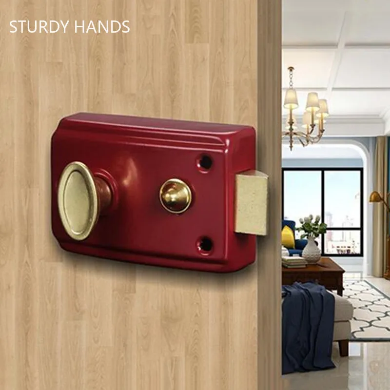 Exterior Door Retro Red Locks Security Anti theft Lock Multiple ...