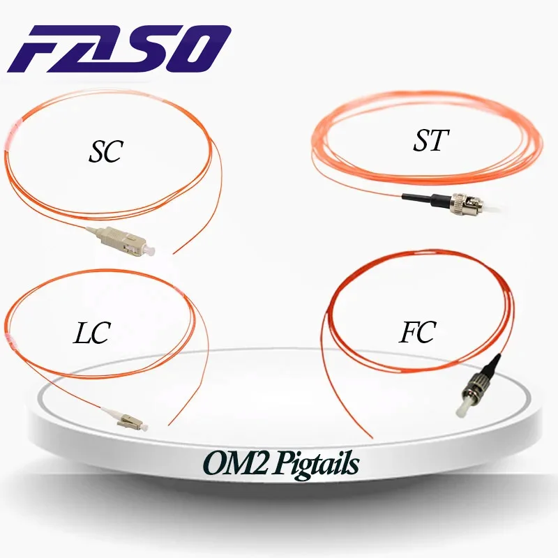 

FASO 50Pcs LC/SC/FC/ST Multimode OM2 Optical Fiber Pigtail SX Core 0.9mm Pigtail LSZH Orange Jacket 1.5Meter