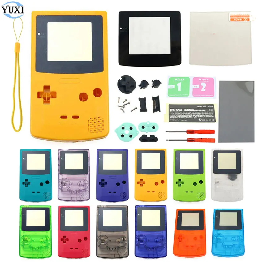 

YuXi Full Housing Shell Case For Gameboy Color Classic Game Console With Buttons Kit Screen Lens Cover Protective Film