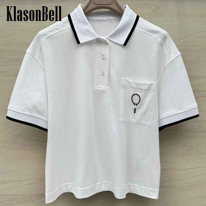 klasonbell-raquete-de-tenis-bordada-feminina-camiseta-esportiva-branca-camiseta-de-bolso-cor-contraste-lapela-algodao-57