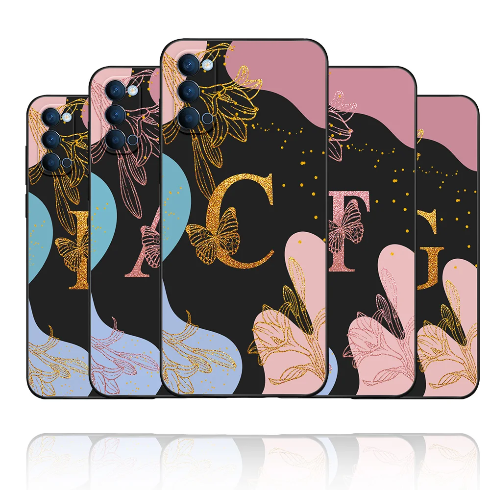 Per Oppo Reno 4 5G Custodia Reno 4 Lite Smart Soft Silicone Fashion Flower Letters Cover Per Oppo Reno4 Pro Fundas Coque