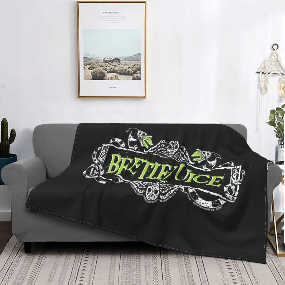 

Beetlejuice Green Sign Logo Blanket Warm Fleece Soft Flannel Tim Burton Movie Halloween Throw Blankets for Bedding Sofa Office