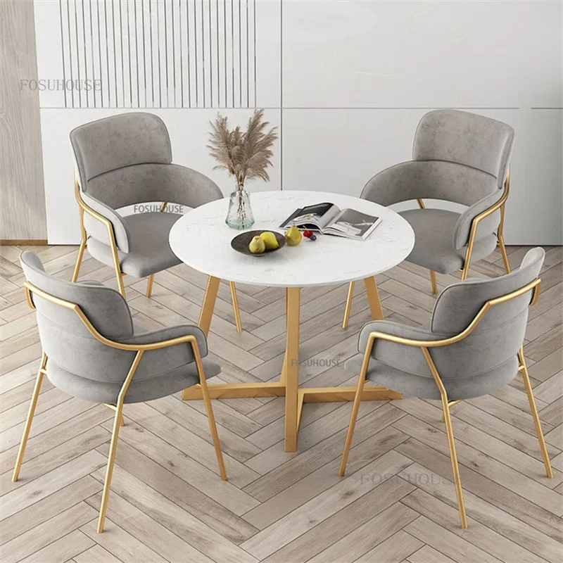 Simple Furniture Flannel Dining Chairs Kitchen Modern Pink Makeup Chair Luxury Soft Backrest Cafe Dining Room Chair B