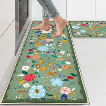 Tappetino da cucina floreale Boho Tappeti e tappetini da cucina moderni per fattoria Tappeto da cucina bohémien lavabile antiscivolo anti-fatica 1