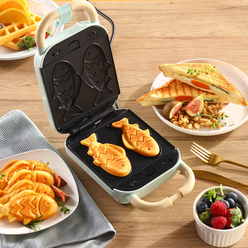 New 5 in 1 Mini Gofrera Toaster Sandwich Taiyaki Maker Belgian Waffle  Cooking With Replaceable Cake Pan Electric Home Appliance - AliExpress