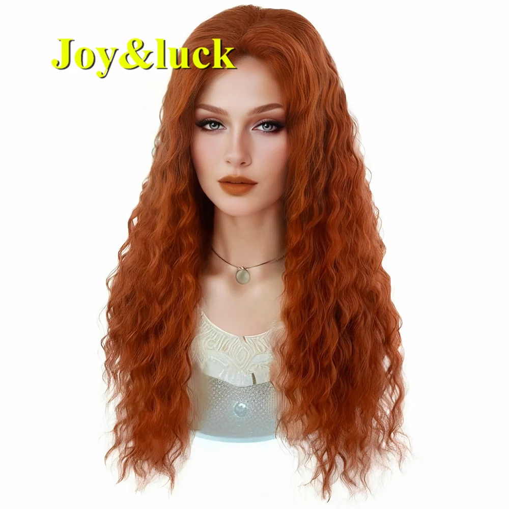 

Synthetic Orange Women Wig Long Wavy Natural Curly 26 Inches Soft Fashion High Quality Free Hairline Cosplay Costume Hair Wig