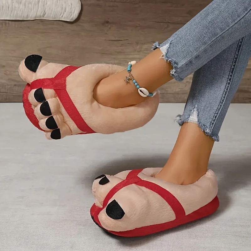 Chinelos-novidade-confort-veis-de-pel-cia-para-casa-sapatos-quentes ...