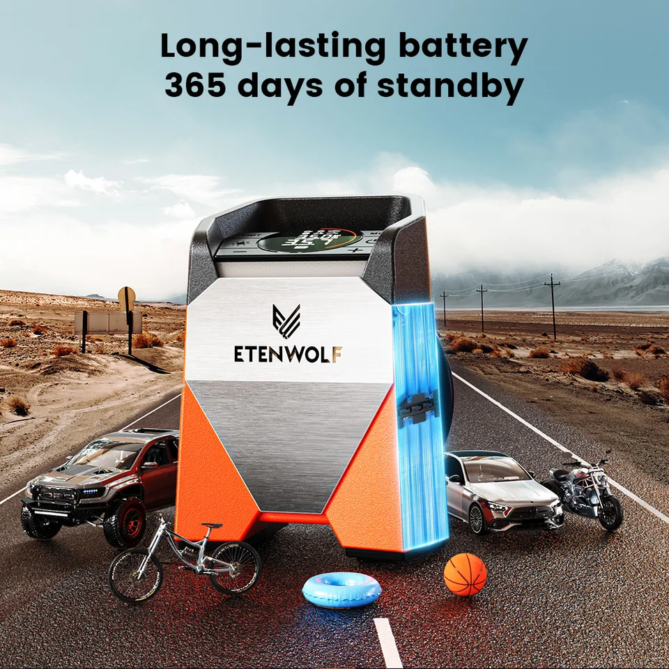 ETENWOLF ZEPHYR S3 Tire Inflator - Portable Air Compressor 160 PSI With Auto Stop & LED Light