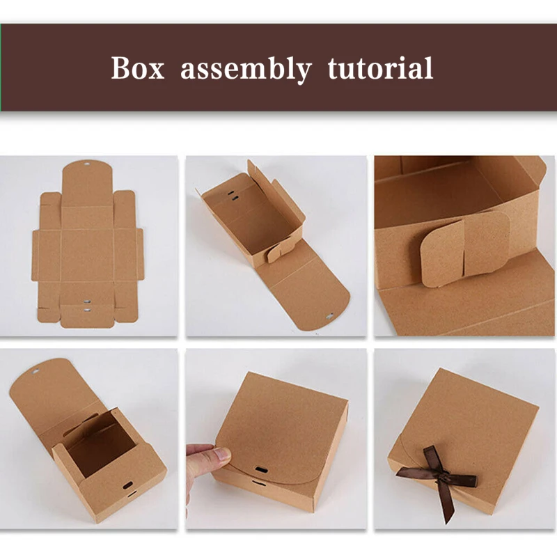 5pcs/10pcs Black Gift Boxes Small Packaging Box with Bow and Ribbon, Blank Kraft Paper ... - SKU PBBR1730 - UGI Packaging