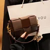 Retro Woven Crossbody Bag Women's Versatile oulder Bag Autumn Winter Faion Small Square Bag Magnetic Bule Soft PU Leather
