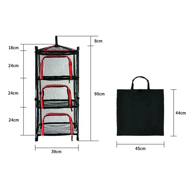 4 Layer Foldable Net Drying Outdoor Camping Clothes Food Drying Net Saving Rack Space Bracket 4-corner Storage Hanging Mesh Net 6