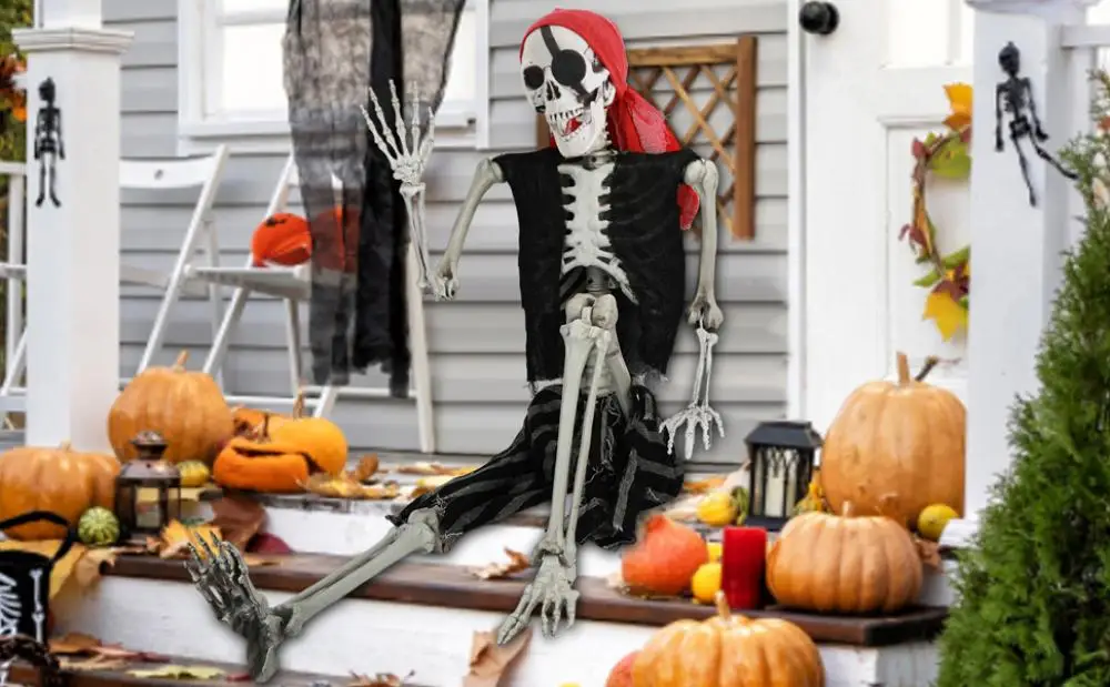 165cm Plastic Skeleton Life Size Imitation Full Body Realistic Bones With Posable Joints Pirate Styling Halloween Pose Decor