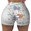 Women's sports shorts, Hello Kitty printed leggings, black gray red S-XXL quick drying casual fitness yoga 6