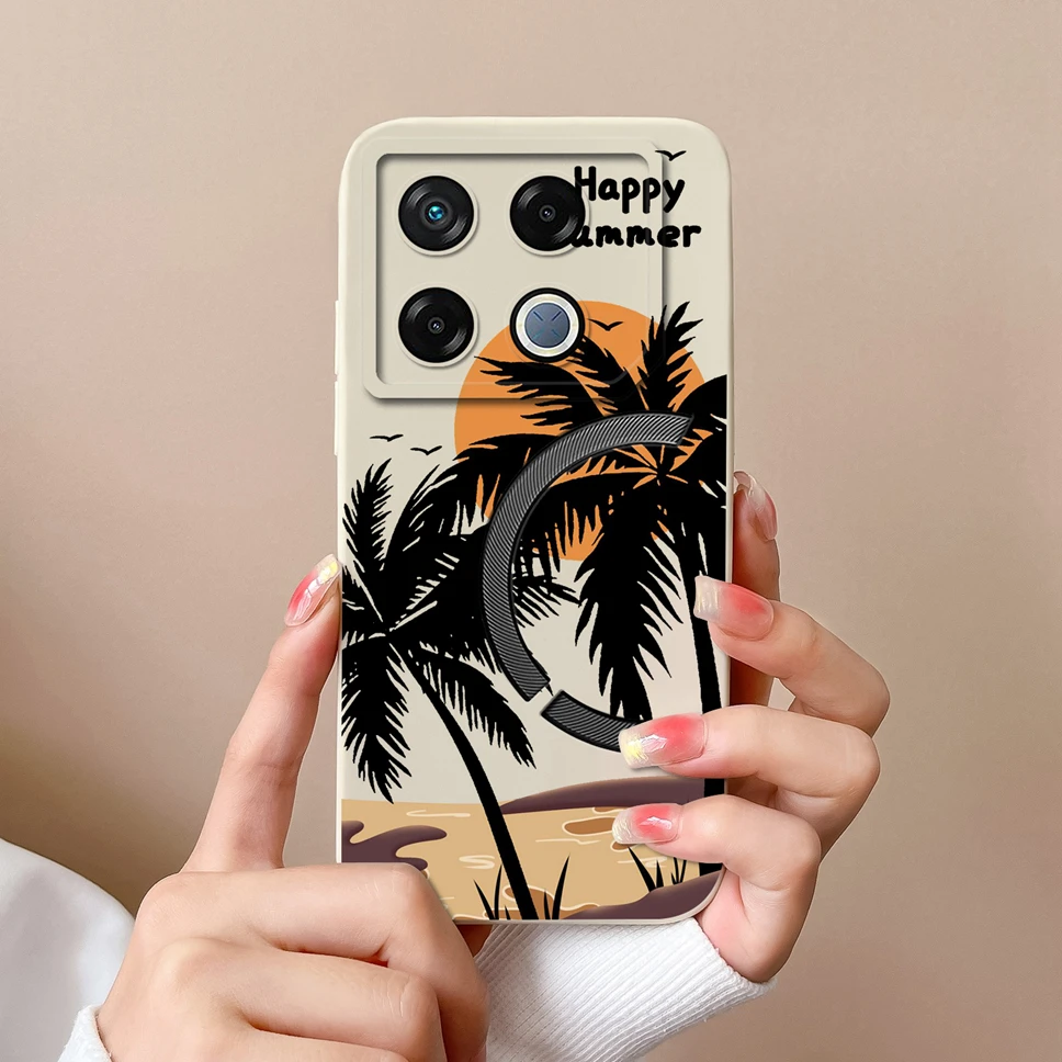 Cute Healing Pattern Soft Liquid Silicone Protective Phone Case Back Cover