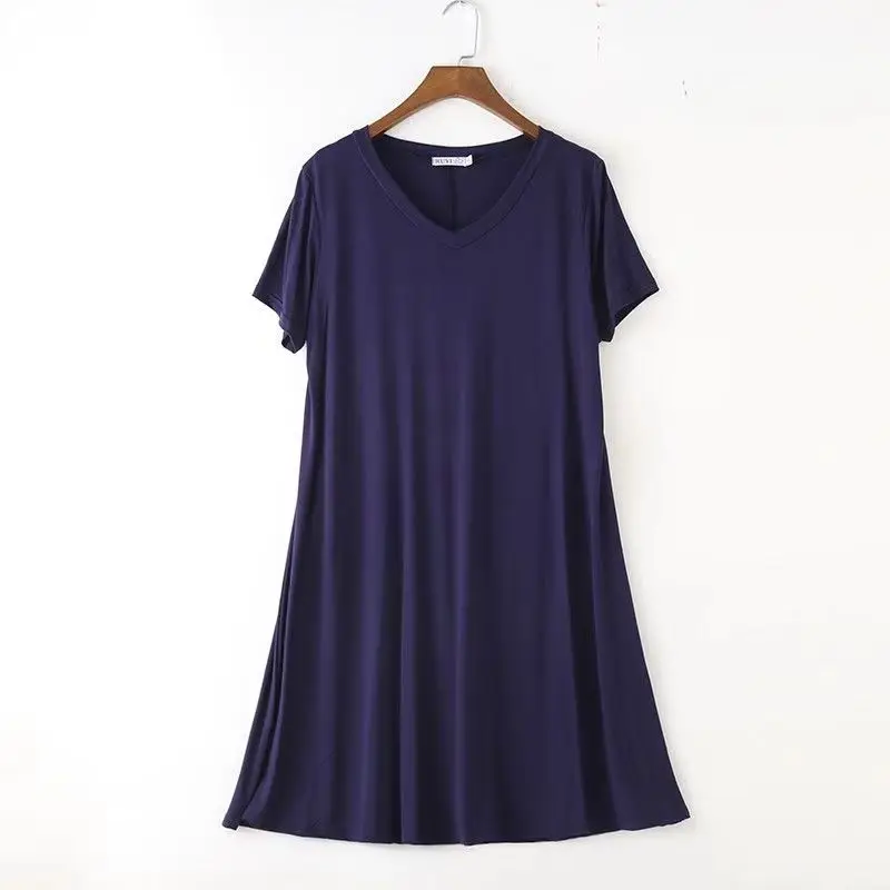 Plus Size Women Modal Short Sleeve Nightgown for Summer Homewear Loose Nightdress Joker Dress Pajama women nightgowns,women nightdresses,sleeping dress