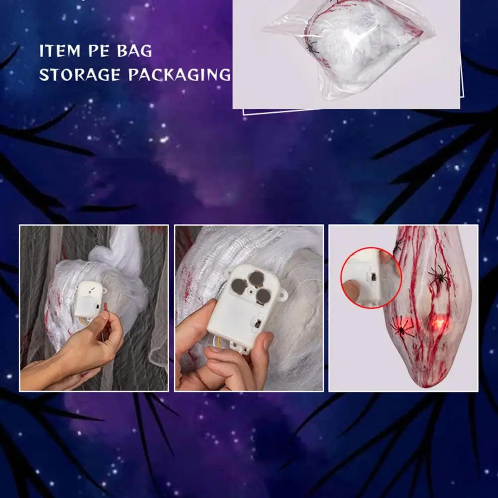 

Led Glowing Skull Decor Spooky Led Skull Decor for Indoor/outdoor Halloween Parties Haunted House Cotton Webs with Spider