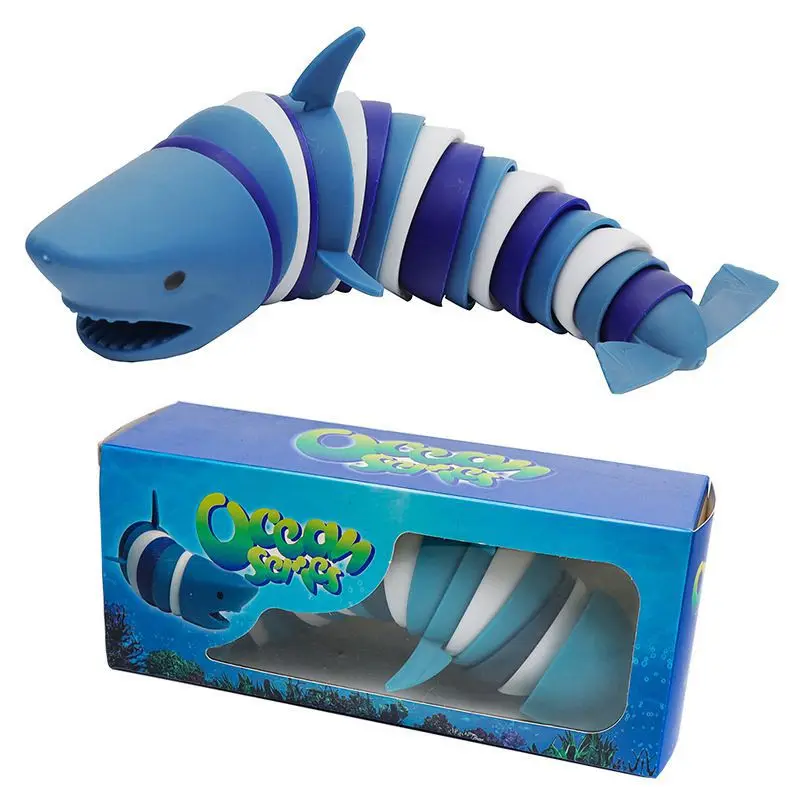 

10Pcs 19CM Blue Fidget Toy Slug Articulated Flexible 3D Slug Dolphin Seal Shark Fidget Toy Relief Anti-Anxiety Sensory Kids Toys