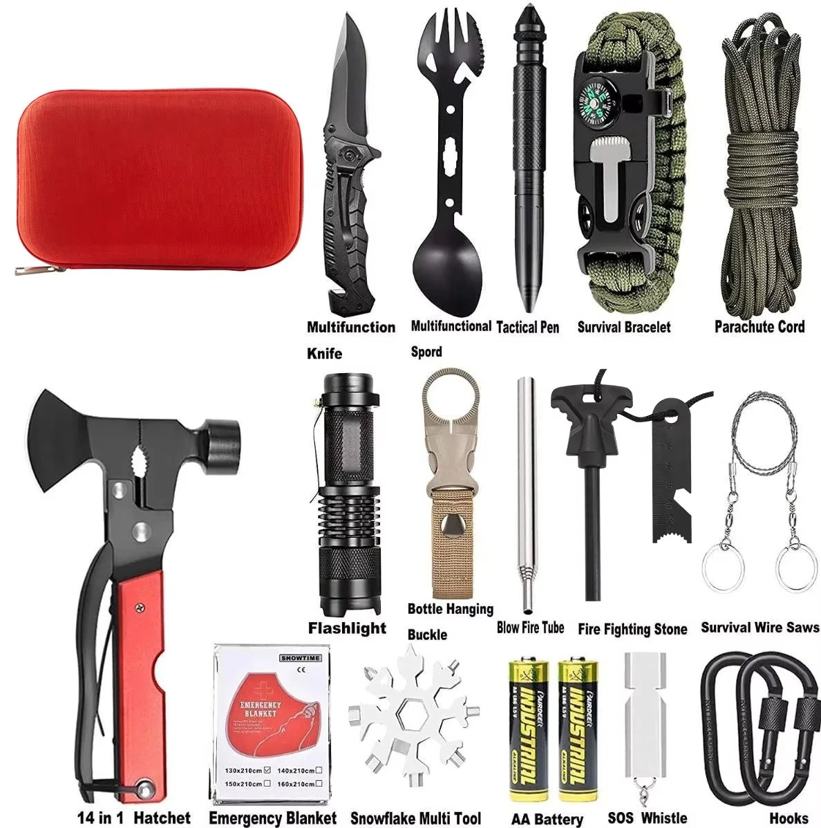 Mini Portable Survival Kit Outdoor Survival Tools for Adventure Casual Camping Tours and Hiking Packaged in Bag 2