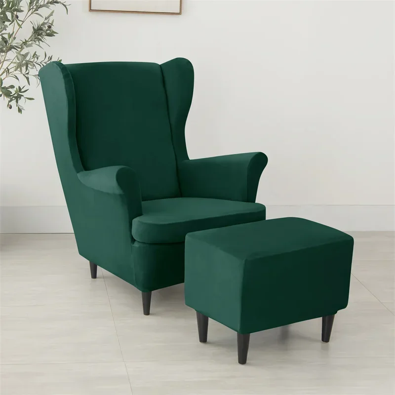 Bársony Tartam wingback fotel Borult Füles csavar Zsölly fedezze vel Ülés Párna Borult Alkalmazkodó m Háromüléses kanapé slipcovers pokrowce Nátrium fotele