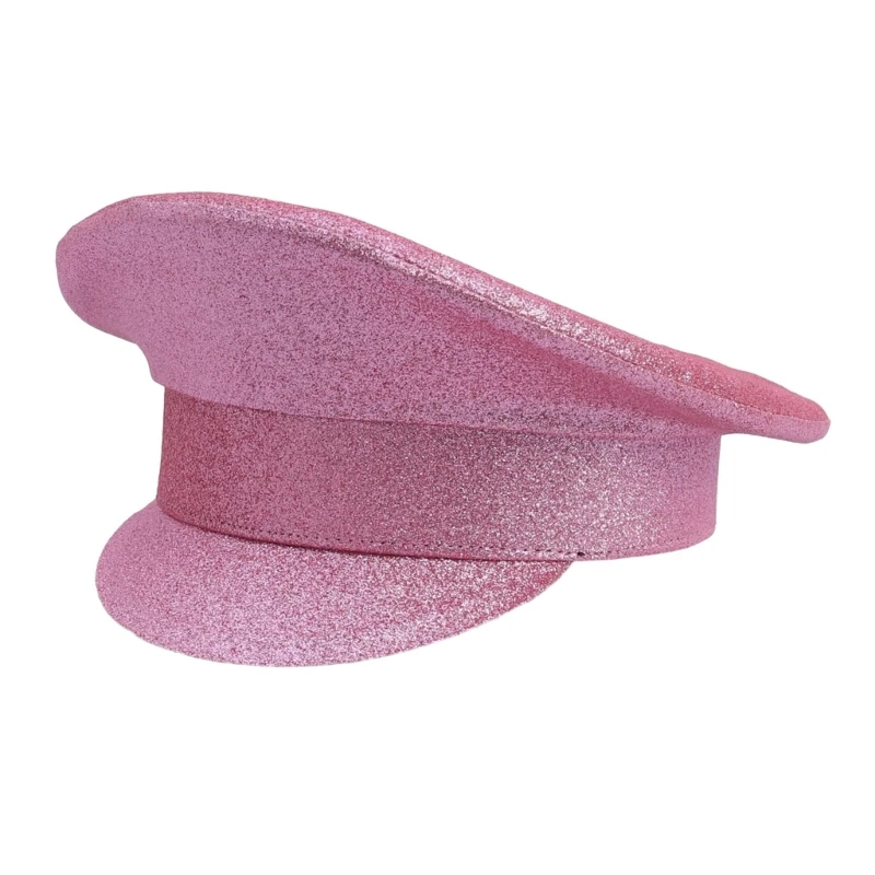 

Adult Pink Sequins Military Hat Christmas Halloween Party Hat Fashion Navy Hat