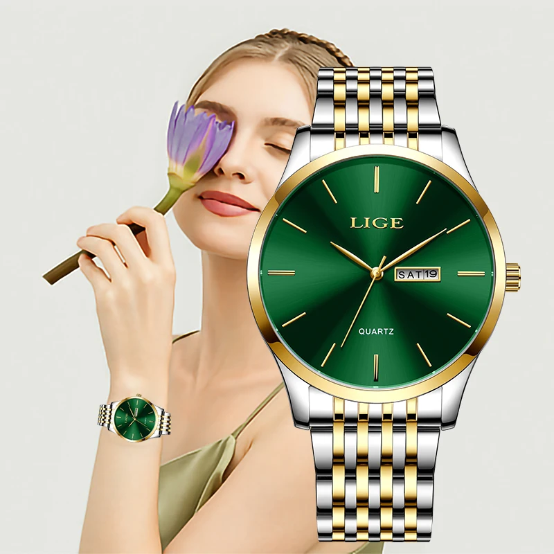 

LIGE Top Brand Luxury Elegant Women's Wristwatch Business Fashion Stainless Steel Quartz Watch for Women Waterproof Casual Clock