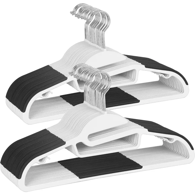 

50 Pack Plastic Hangers, Durable Clothes Hangers with Non-Slip Pads, Space Saving Easy Slide Organizer for Bedroom Closet
